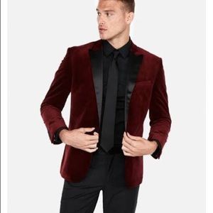 COPY - Slim Burgundy Velvet Tuxedo Jacket Red